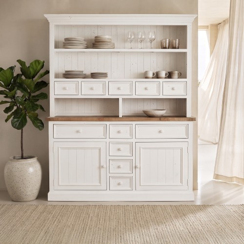 Buffetschrank aus massivem Kiefernholz in Weiß und Holzoptik - Mayfield