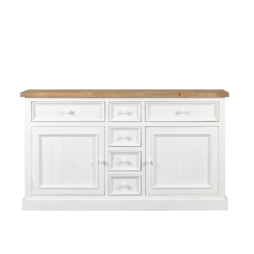 Sideboard aus massivem Kiefernholz in Weiß und Holzoptik 160 cm - Mayfield
