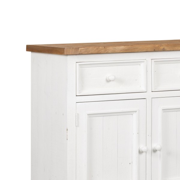 Weißer Buffetschrank aus massivem Kiefernholz 100 cm - Mayfield