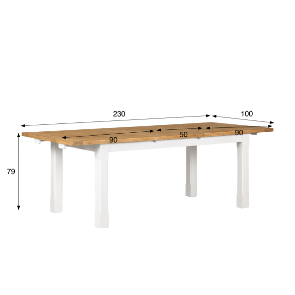 Ausziehbarer weißer Esstisch aus massivem Kiefernholz - Mayfield