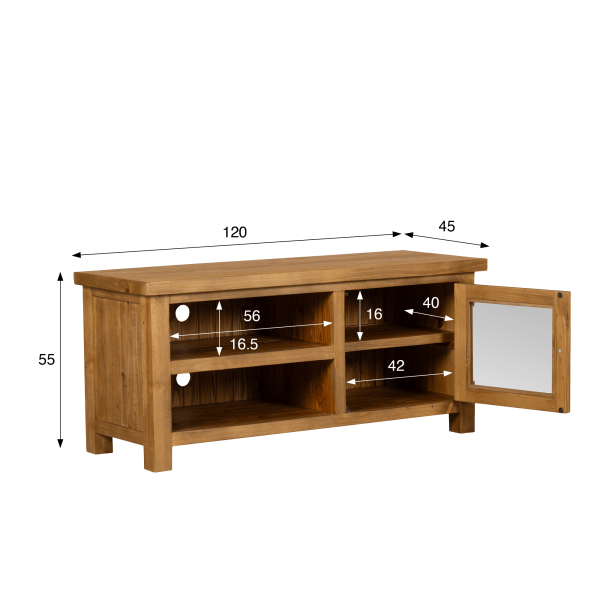TV-Möbel aus massivem Kiefernholz natur 120 cm - Richwood