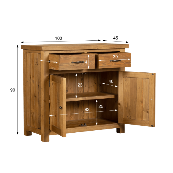 Buffetschrank aus massivem Kiefernholz natur 100 cm - Richwood