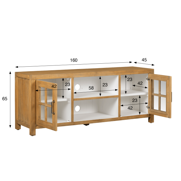 TV-Möbel aus massivem Kiefernholz natur 160 cm - Ashford