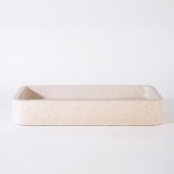 Rechteckiges Badezimmer-Aufsatzwaschbecken aus weißem Terrazzo 60 x 30 cm - Motu