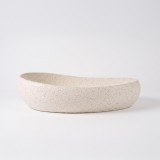 Ovales Badezimmer-Aufsatzwaschbecken aus weißem Terrazzo 60 x 40 cm - Aroha