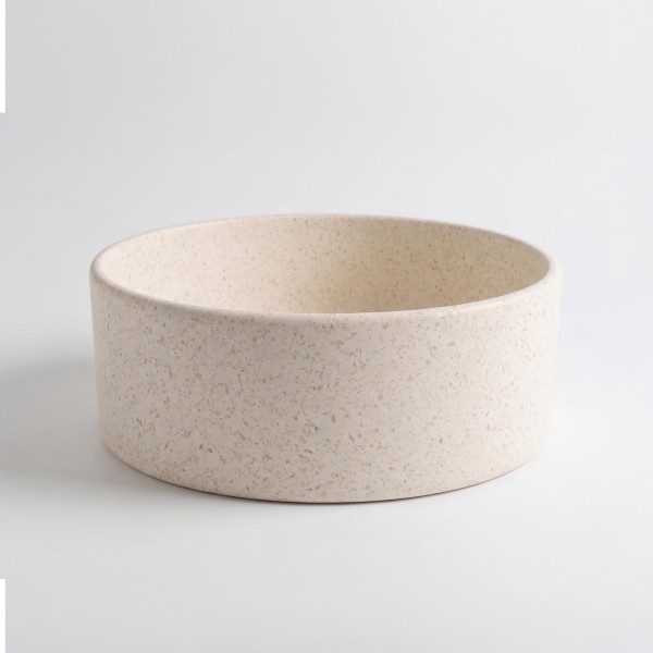 Rundes Badezimmer-Aufsatzwaschbecken aus weißem Terrazzo 40 x 40 cm - Nuku