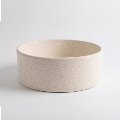 Rundes Badezimmer-Aufsatzwaschbecken aus weißem Terrazzo 40 x 40 cm - Nuku
