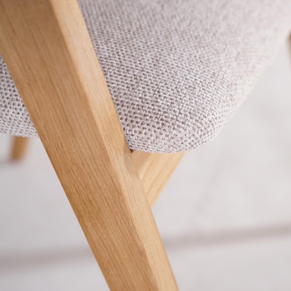 Esszimmerstuhl mit Wiener Geflecht-Rückenlehne und beige Stoff – Seren