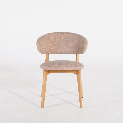 Stuhl aus massiver Buchen und beigem Stoff – Lunna