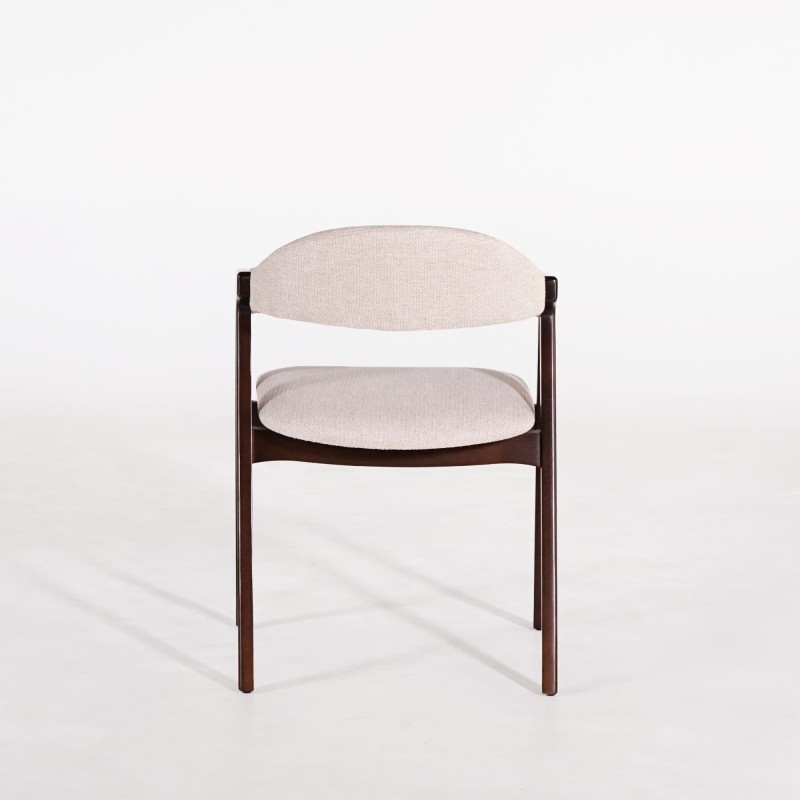 Stuhl aus Buchenholz mit Nussbaum-Finish und beigem Bouclé-Stoff - Lykke