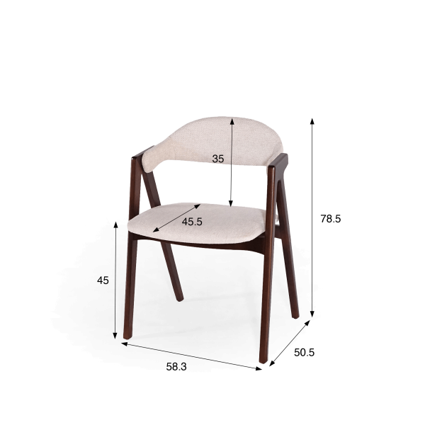 Stuhl aus Buchenholz mit Nussbaum-Finish und beigem Bouclé-Stoff - Lykke
