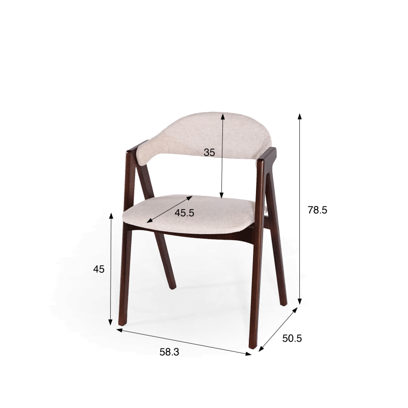 Stuhl aus Buchenholz mit Nussbaum-Finish und beigem Bouclé-Stoff - Lykke