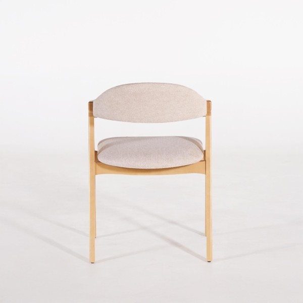 Stuhl aus Naturholz und beige Bouclé-Stoff – Lykke