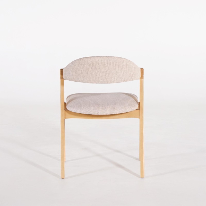 Stuhl aus Naturholz und beige Bouclé-Stoff – Lykke