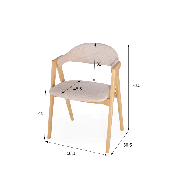 Stuhl aus Naturholz und beige Bouclé-Stoff – Lykke