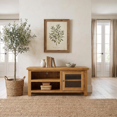 TV-Möbel aus massivem Kiefernholz natur 120 cm - Richwood