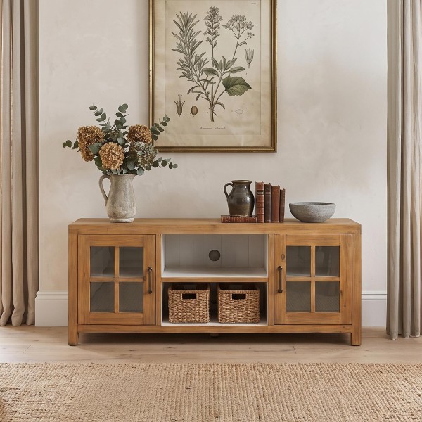 TV-Möbel aus massivem Kiefernholz natur 160 cm - Ashford