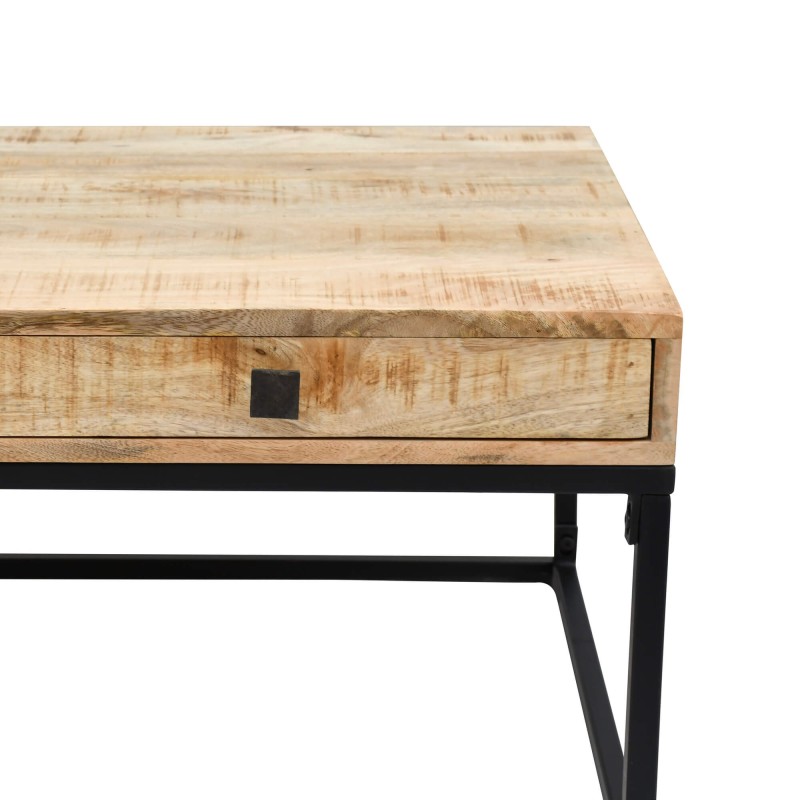 Couchtisch aus massivem Mangoholz mit Metallgestell
