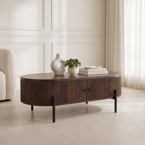 Moderner Couchtisch aus braunem Massivholz - Sohana