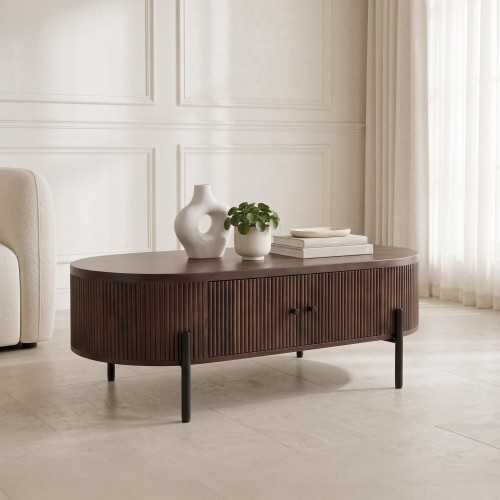 Moderner Couchtisch aus braunem Massivholz - Sohana