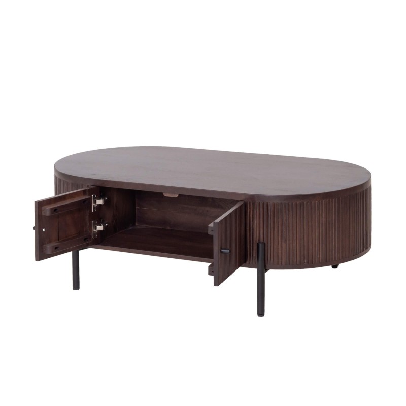 Moderner Couchtisch aus braunem Massivholz - Sohana