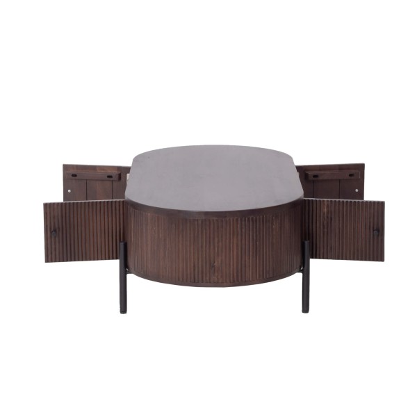 Moderner Couchtisch aus braunem Massivholz - Sohana