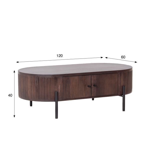 Moderner Couchtisch aus braunem Massivholz - Sohana