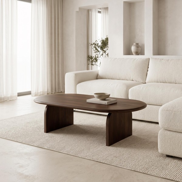 Moderner ovaler Couchtisch aus Massivholz 140 cm - Enoa