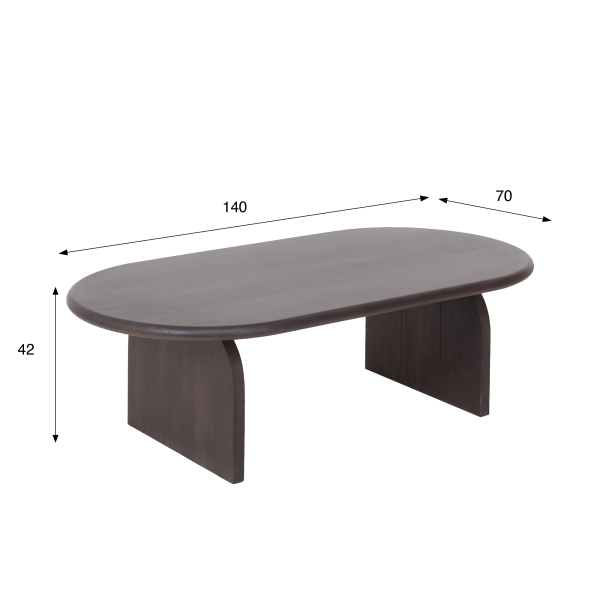 Moderner ovaler Couchtisch aus Massivholz 140 cm - Enoa