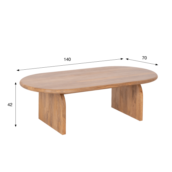 Moderner ovaler Couchtisch aus Massivholz 140 cm - Enoa