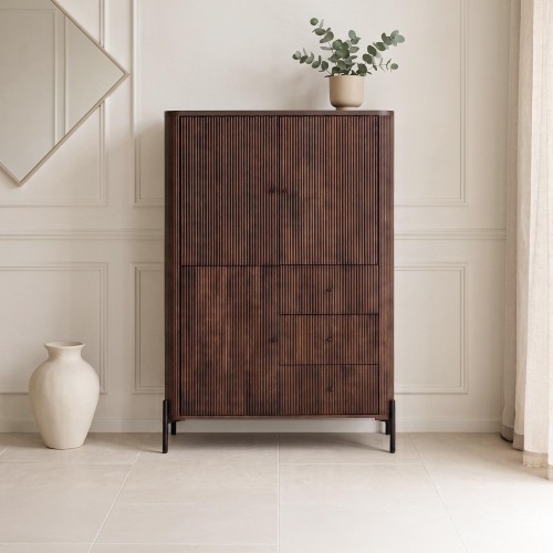 Moderner Schrank aus braunem Massivholz - Sohana