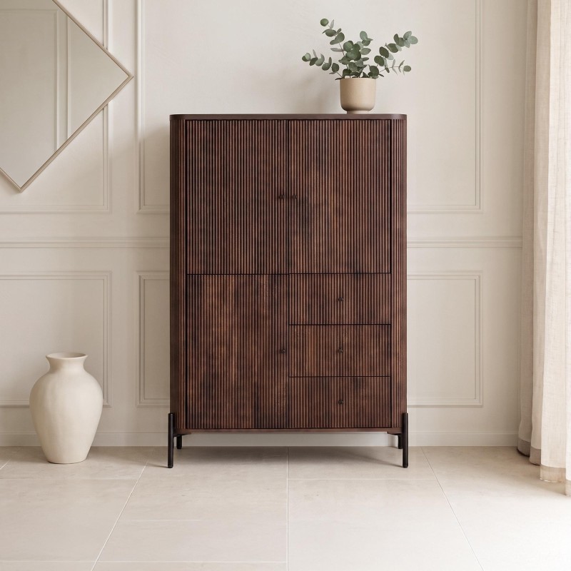 Moderner Schrank aus braunem Massivholz - Sohana