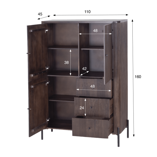 Moderner Schrank aus braunem Massivholz - Sohana
