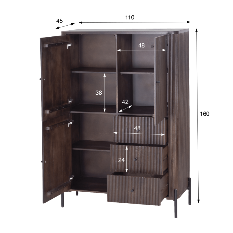 Moderner Schrank aus braunem Massivholz - Sohana