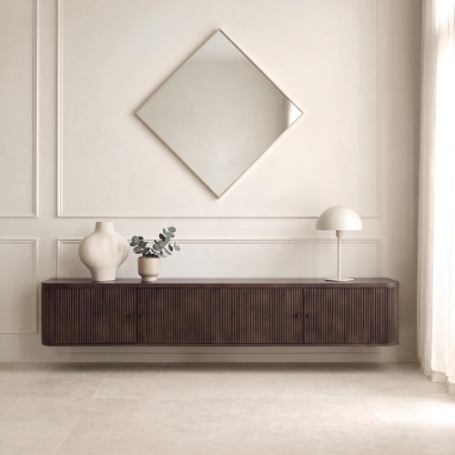 Modernes TV-Lowboard aus Massivholz 200 cm (hängend oder stehend) - Sohana