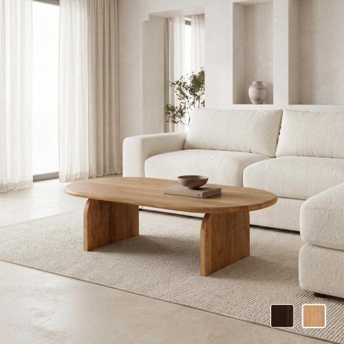 Moderner ovaler Couchtisch aus Massivholz 140 cm - Enoa