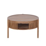 Runder Couchtisch aus naturfarbenem Massivholz 80 cm - Kumo