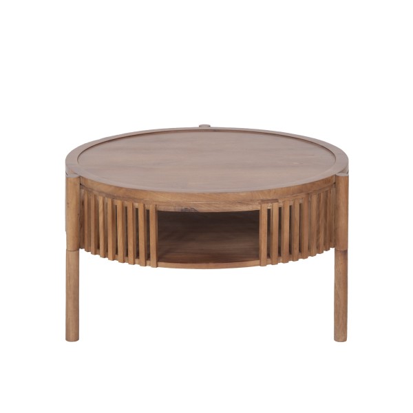 Runder Couchtisch aus naturfarbenem Massivholz 80 cm - Kumo