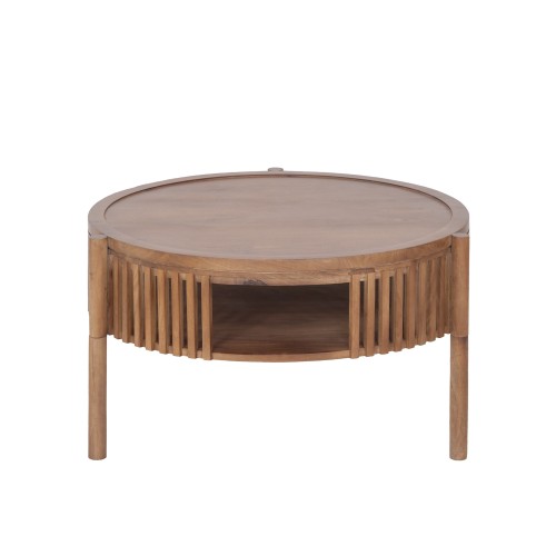 Runder Couchtisch aus naturfarbenem Massivholz 80 cm - Kumo