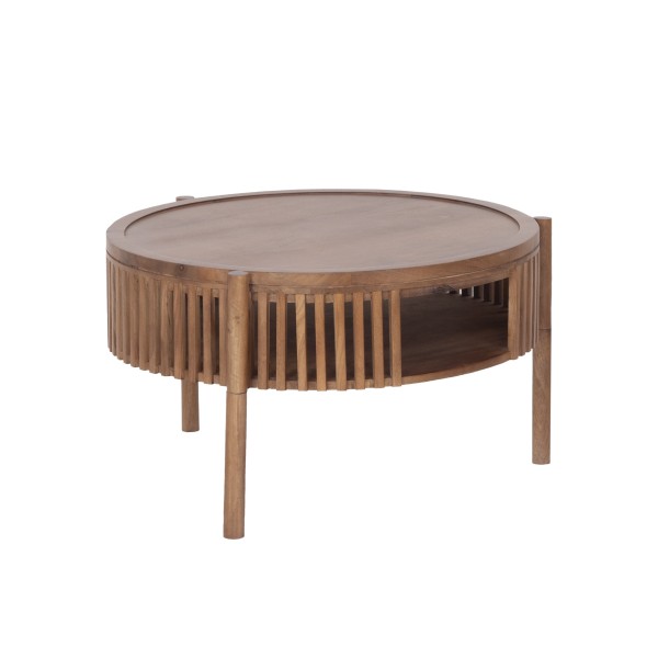 Runder Couchtisch aus naturfarbenem Massivholz 80 cm - Kumo