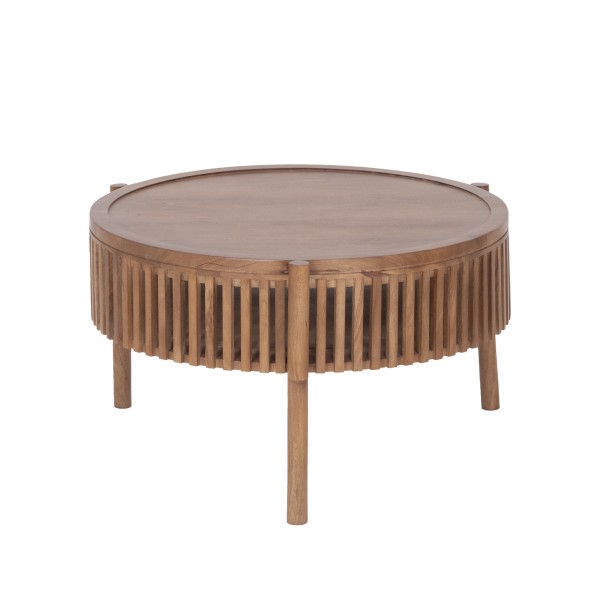 Runder Couchtisch aus naturfarbenem Massivholz 80 cm - Kumo