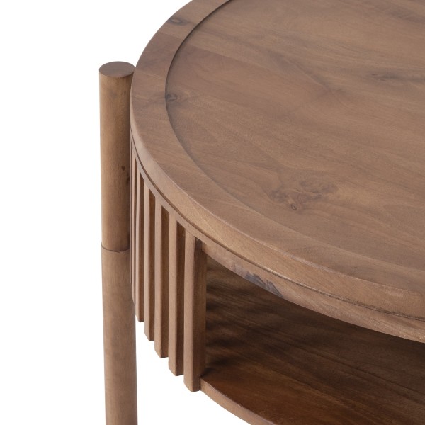 Runder Couchtisch aus naturfarbenem Massivholz 80 cm - Kumo