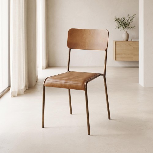Brauner Lederstuhl - Back to school