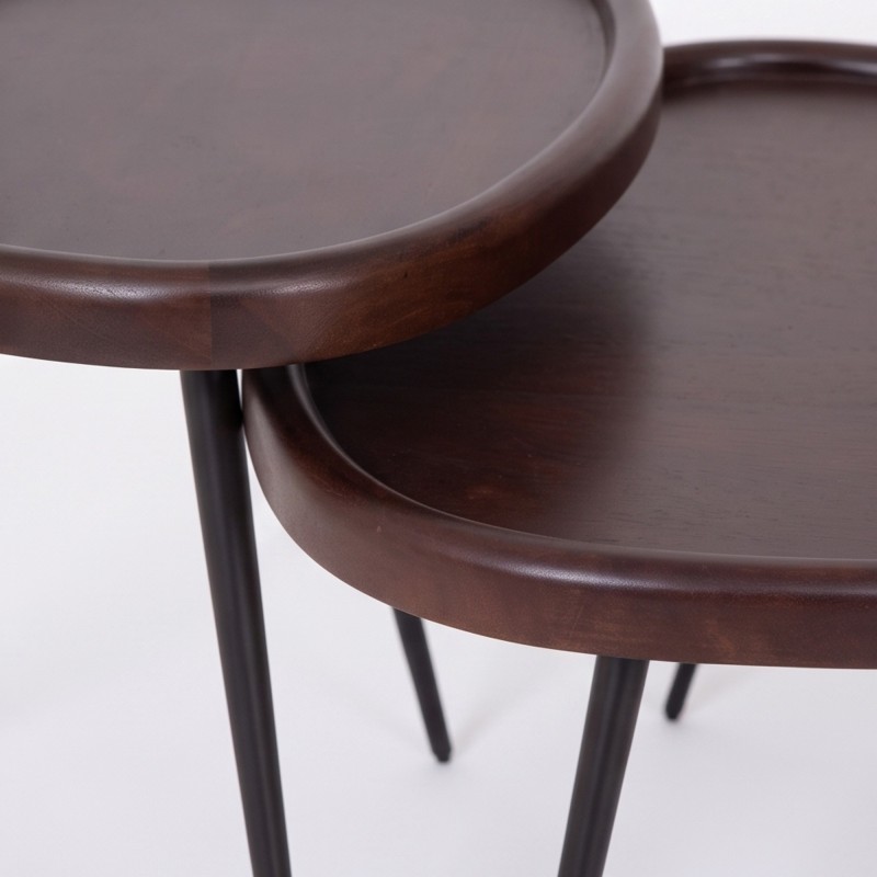 2er-Set Vintage-Satztische aus Massivholz - Holmen