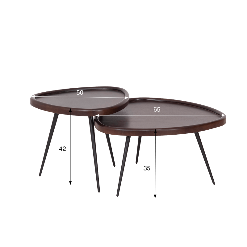 2er-Set Vintage-Satztische aus Massivholz - Holmen
