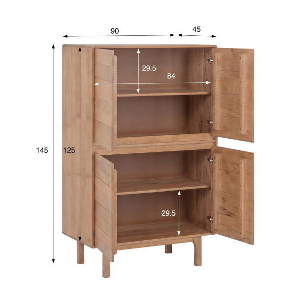 Stauraumschrank aus naturfarbenem Massivholz 90 cm - Ivar
