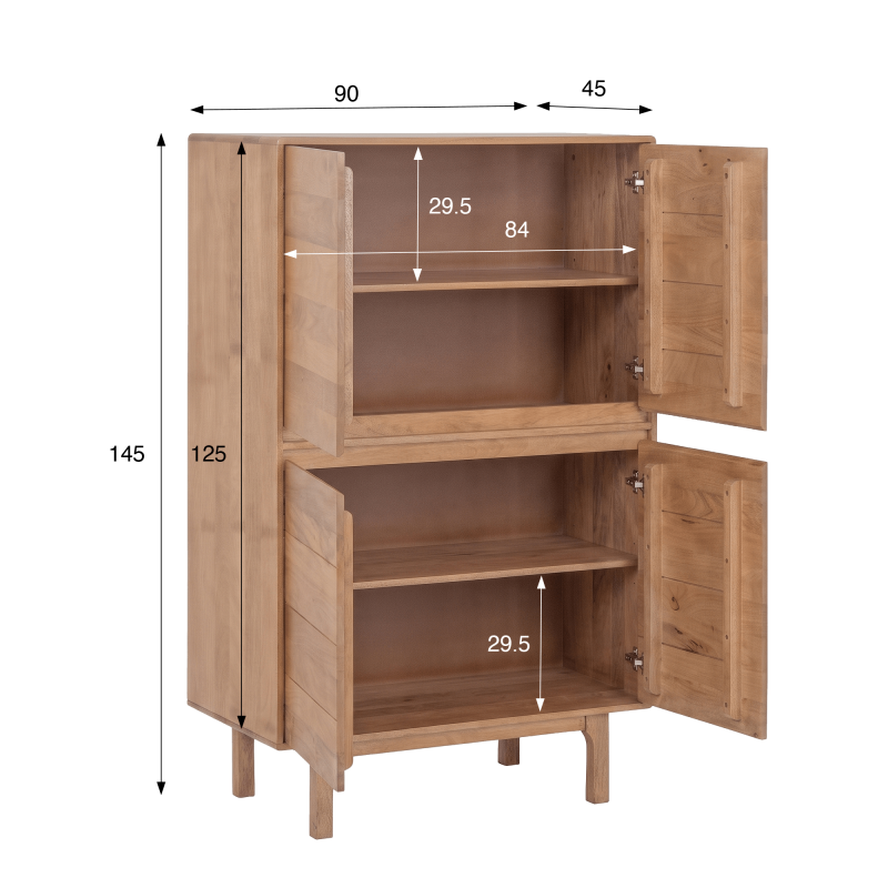 Stauraumschrank aus naturfarbenem Massivholz 90 cm - Ivar