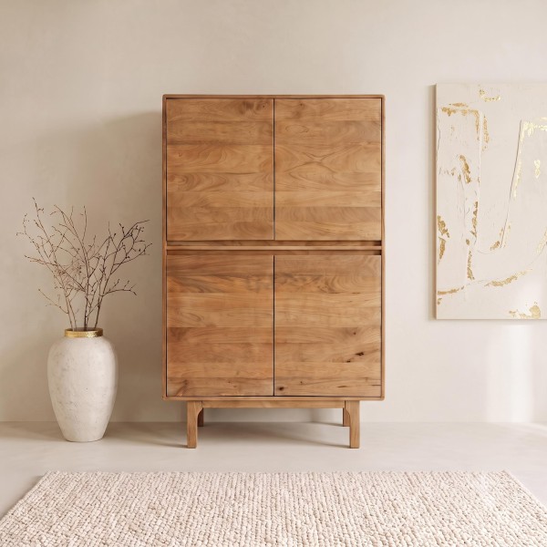 Stauraumschrank aus naturfarbenem Massivholz 90 cm - Ivar