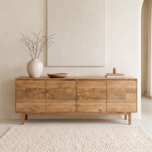 Sideboard aus naturfarbenem Massivholz 200 cm - Ivar