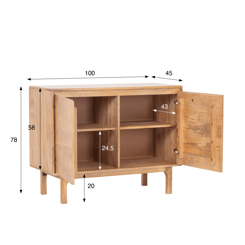 Sideboard aus naturfarbenem Massivholz 100 cm - Ivar